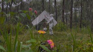 SOLO-CAMPING BEI STARKEM REGEN UND GEWITTER - ENTSPANNENDER CAMPING-REGEN - ASMR