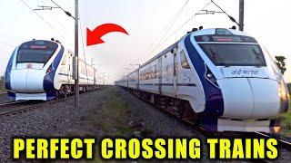 High Speed PERFECT CROSSING TRAINS | RARE Vande Bharat CROSSING Vande Bharat | Indian Railways