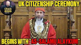 In BRIGHTON, The UK Citizenship Ceremony is opened by the LABOUR Mayor in ARABIC. UK is a PARODY