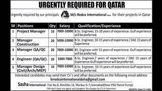 80 High Salary Jobs in M/s Redco International for Qatar || Pakistan and Abroad Jobs