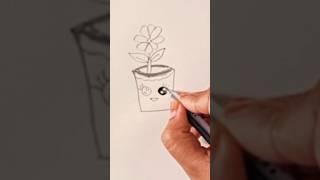 Cute flower pot draw idea #youtubeshorts #drawing