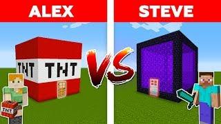 MINECRAFT - ALEX vs STEVE! PORTAL HOUSE vs TNT HOUSE - The Best Episodes