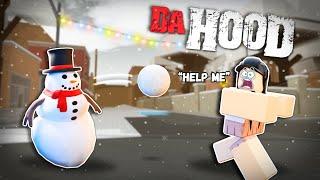 TROLLING as a SNOWMAN on ROBLOX DA HOOD... | Voice-Chat Trolling