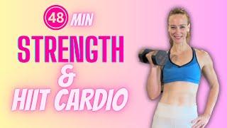 48 MINUTE TOTAL BODY STRENGTH & EXTREME HIIT CARDIO WORKOUT (with Weights)