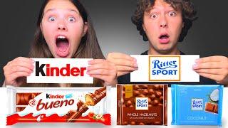 ASMR KINDER VS RITTER SPORT CHOCOLATE FOOD CHALLENGE | EATING SOUNDS MUKBANG Tati ASMR