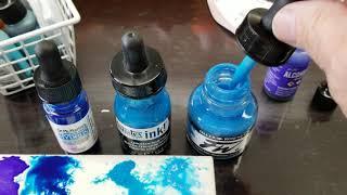 Ink comparison - (Acrylics)  Daler Rowney, Liquitex, (Alcohol) Ranger, (Watercolor) Dr. Ph Martin