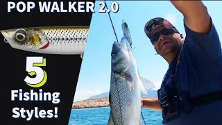 5 Awesome TOP WATER fishing styles for SEA BASS with the new Pop Walker 2.0.