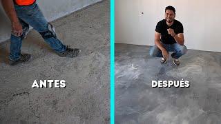 Agregando RESINA EPÓXICA en piso de CONCRETO rustico