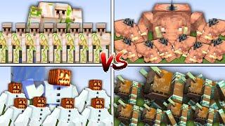 IRON GOLEM vs RAVAGER vs HOGLIN vs SNOW GOLEM in Minecraft Mob Battle