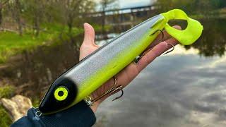 Shore Fishing GIANT LURES for HUGE MUSKY!