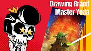 Drawing Yoda from Star Wars plus some fun facts! Drawing and Coloring Time-Lapse - Comic Book Style