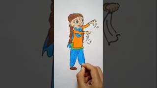 How to draw Chutki from Chhota Bheem ️️️ | #chutki #animation #shorts #cartoon #kidsdrawing #1m