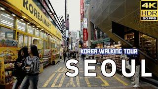 SEOUL KOREA/ Walking tour to popular Myeongdong restaurants and street food courses.[4K HDR]