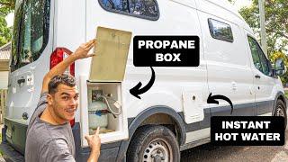 The EASIEST Propane Box and Water Heater Install | Ford Transit Conversion