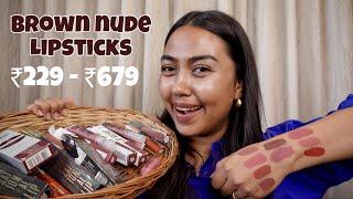 BROWN NUDE LIPSTICKS SWATCHES ON BARE SKIN NC40- NC42 HAUL | FOR DUSKY/BROWN/DEEP SKIN | AMAZON