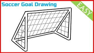 How to Draw Soccer Goal | Soccer Net Drawing | Football Goal Post Drawing Easy