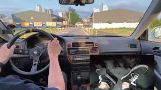 POV Manual Car Driving through Suburban and City Roads with Pedal Cam | HONDA Civic