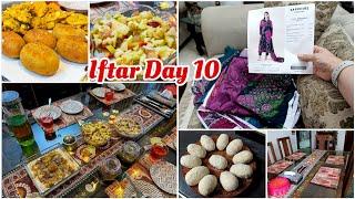 Iftar day-10 |My shopping from Sapphire | easy cheese rolls recipes | my iftar table | My Eid dress