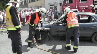 Einsatzvorführung der Feuerwehr Lauta an den 10. Besuchertagen im Lausitzer Seenland in Laubusch