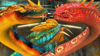 DILOPHOBOA Vs TITANOBOA Vs GIGANTOPHIS (MODs BATTLE) | JURASSIC WORLD THE GAME