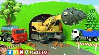 Roadheader & Construction Trucks for Kids | Mountain Tunnel Construction for Children