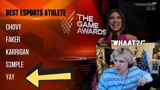 XQC Reacts to C9 YAY Winning BEST ESPORTS PLAYER of the Year..