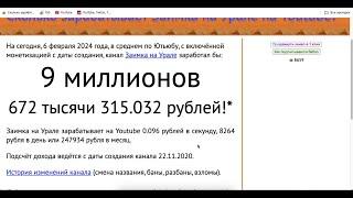 Заимка на Урале Доход с монетизации контента на Ютубе