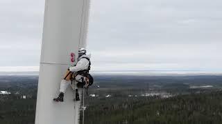 Wind turbine Rope Access. Winter in Sweden