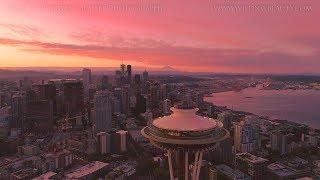 Space Needle Sunrise: 4K Aerial Seattle Beauty