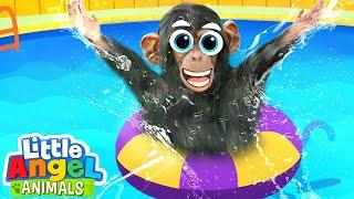 No No Swimming Baby Monkey | Fun Animal Sing Along Songs by Little Angel Animals