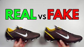 REAL VS FAKE! NIKE MERCURIAL VAPOR 1 DARK CINDER REMAKE FOOTBALL BOOT COMPARISON! (CLEATS)