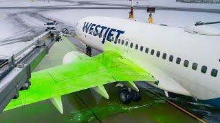 De-icing a WestJet 737 at Calgary Int'l Airport | Full Body POV | 2024