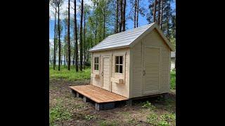 Exterior and Interior view of the Kids Playhouse Natural Wonder by Whole Wood Playhouses.