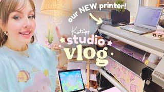 Our Industrial Print & Cut printer has arrived! Setting up and our First Stickers!  STUDIO VLOG