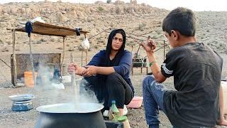 Buttermilk baking by Zahra, a 28-year-old nomadic girl alone in the mountains