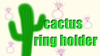 Adorable Ceramic Cactus Jewelry Ring Holder Display Rack