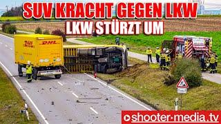 ️  LKW STÜRZT NACH KOLLISION mit SUV UM  ️ |   Feuerwehr befreit Fahrerin aus Ihrem VW  