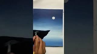 Beautiful full moon night acrylic painting  how is it guys? #shorts