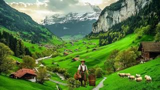 Life in Switzerland’s Alpine Villages - Beautiful Countryside with Grazing Cows and Sheep
