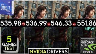 Nvidia Drivers (V 535.98 vs V 536.99 vs V 546.33 vs V 551.76) - Test In 5 Games - ft. GTX 1050 Ti