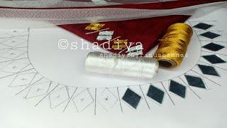 മിറർ mirror work embroidery for diamond shape mirror|diamond shape mirror stitch with normal needle