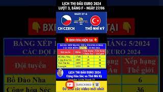 Czech vs Thổ Nhĩ Kỳ l Lịch thi đấu Euro 2024 ngày 27/6 #euro #euro2024 #czech #türkiye #thonhiky