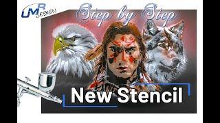 3 Tutorial Multilayer Stencil, Native American , Airbrush Schablonen Step by Step also for beginner