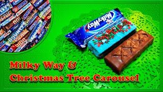 Opening Milky Way candy! Decorating with Christmas Tree Carousel candy sprinkles! ASMR sounds!