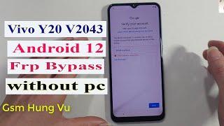 Vivo Y20 V2043 Frp bypass Android 12 without pc, new method 2024.