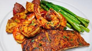 salmon & shrimp dinner for 2 |full recipe