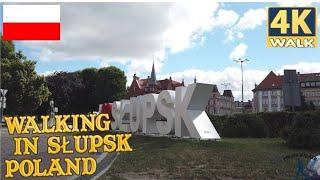 Słupsk city in Poland walking 4k July 2022