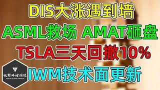 美股 DIS大涨，没能飞跃那堵墙！ASML救场，AMAT砸盘半导体！TSLA三天回撤10%，7500补贴取消在路上，IWM技术面更新！