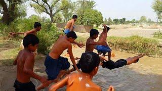 Natural Punjab Village Life In Pakistan | High Jumping In Canal