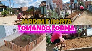 MUDOU A FRENTE DE CASA PLANTAMOS NOSSA HORTA+PRESENTE DA VIZINHA  #horta #jardim